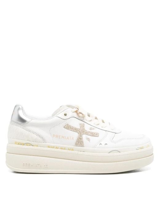 Premiata White Sneakers mit Einsätzen