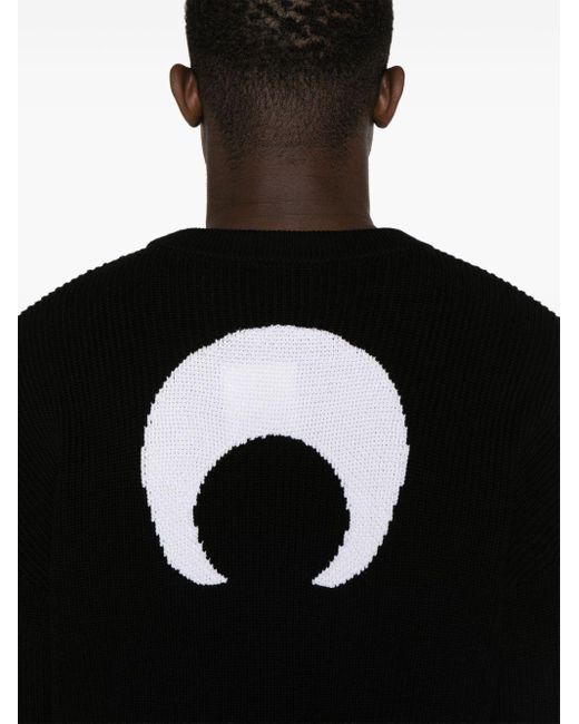 MARINE SERRE Black Crescent Moon-intarsia Knit Jumper for men