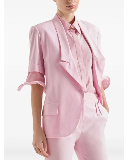 Genny Pink Flap-Pockets Short-Sleeves Blazer