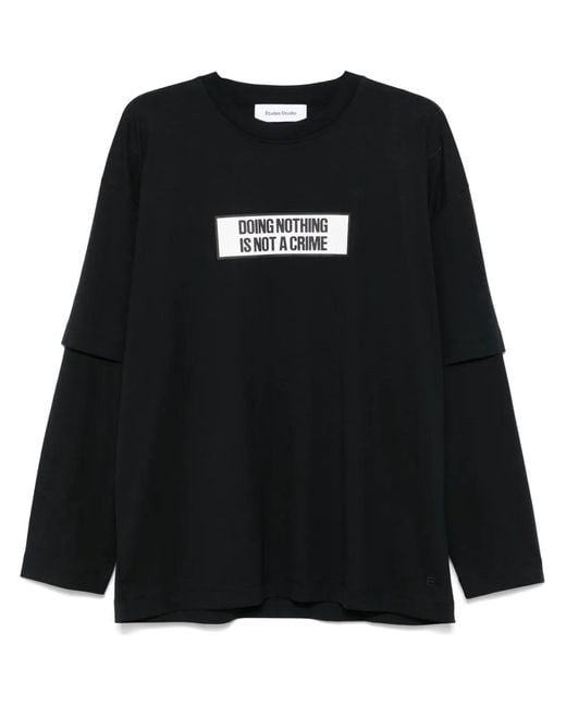 Etudes Studio Black Graphic-Print T-Shirt