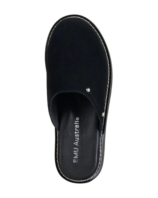 EMU Black Suede Platform Mules