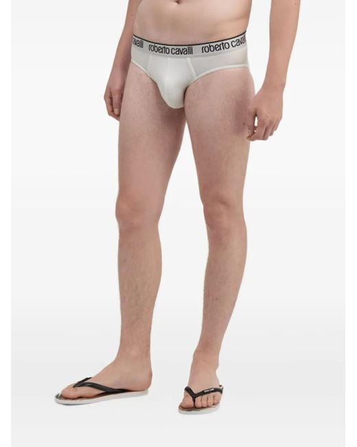 Roberto Cavalli White Logo Briefs for men