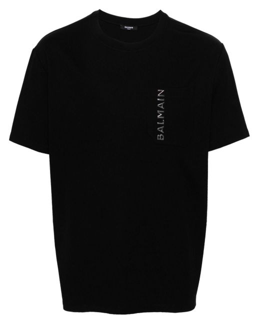 Balmain T-Shirt mit Logo-Prägung in Black für Herren