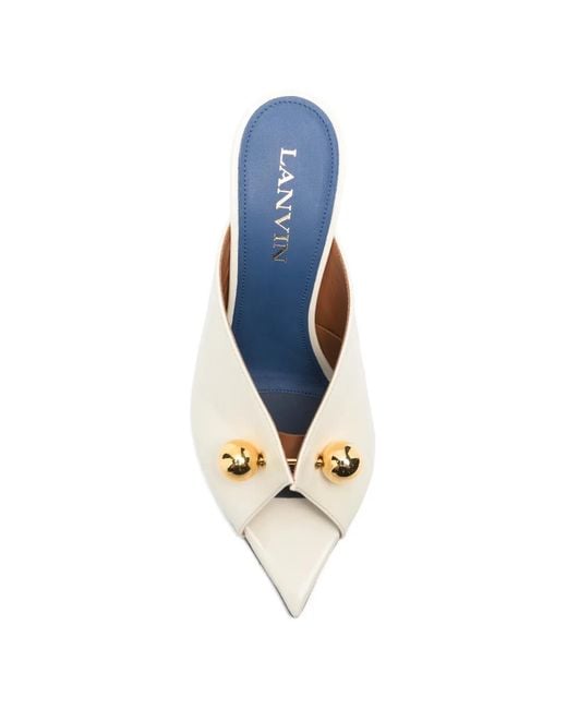 Lanvin White Neutrals Hardware Open Sandals