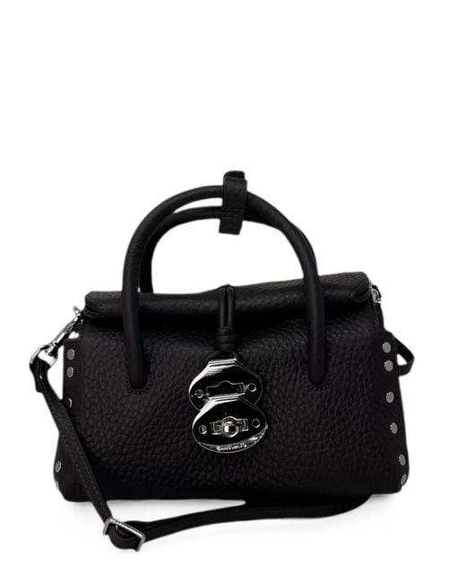 Zanellato Black Dotta Centauro Studded Leather Tote Bag