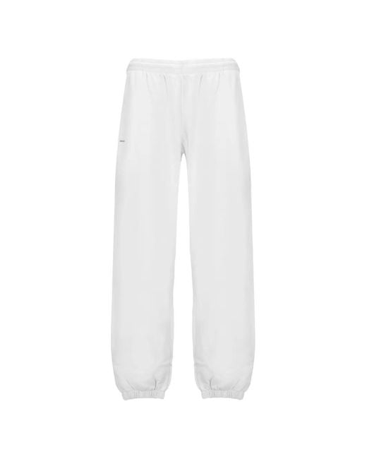 PANGAIA White Elasticated Text-Print Track Pants