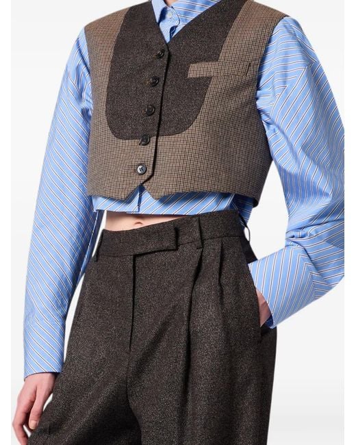 MSGM Brown Pleated Wide-Leg Trousers