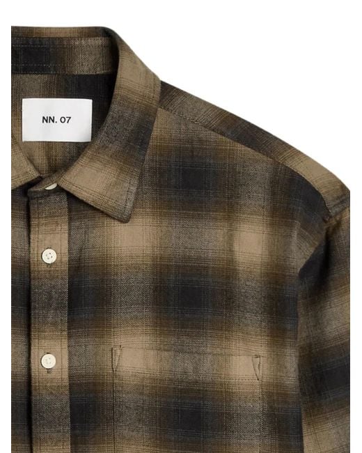 NN07 Green Check-Pattern Chest-Pocket Shirt for men
