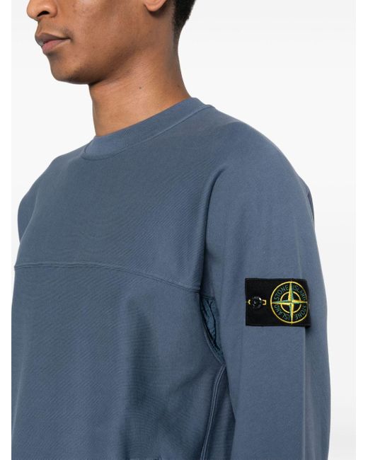 Stone Island Blue Compass-badge Cotton Sweatshirt for men