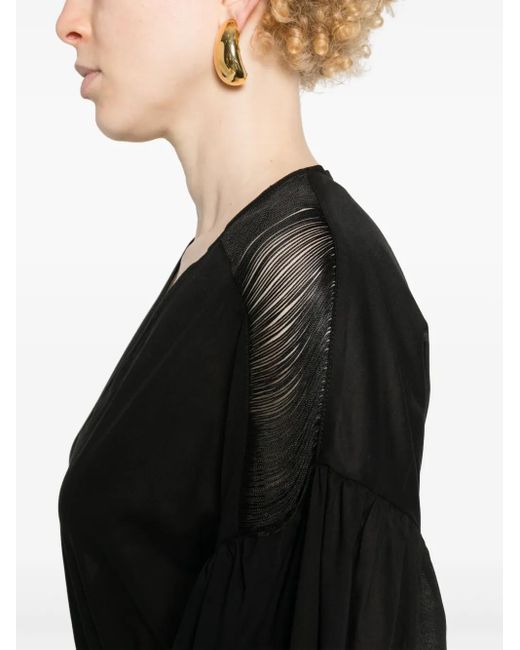 Pinko Black Fringed Flared Mini Dress