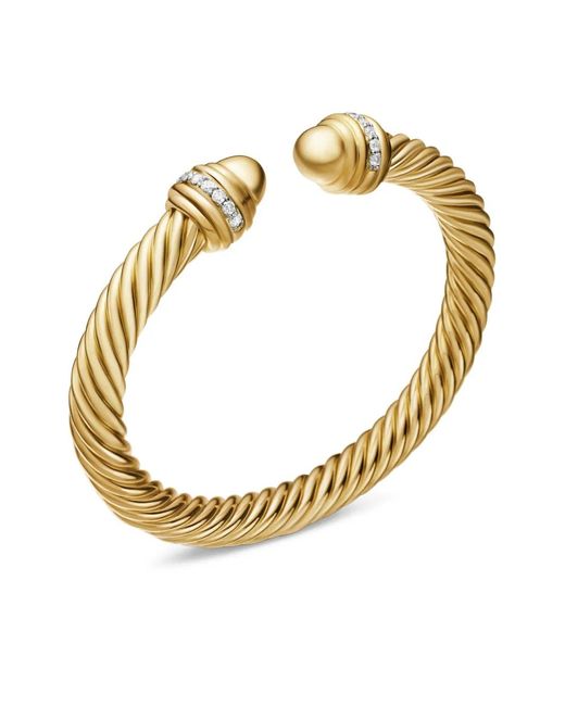 David Yurman Metallic 18Kt Classic Cablespira Diamond Bracelet (7Mm)