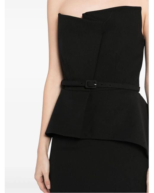Roland Mouret Black Draped Crepe Gown