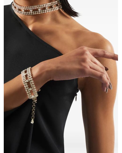 Taller Marmo Black Bolkan Crystal One-Shoulder Midi Dress