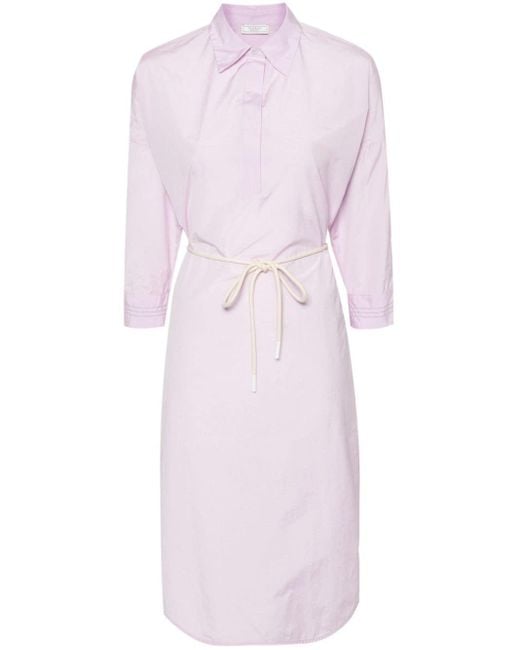 Peserico Pink Bead-detail Poplin Shirt Dress