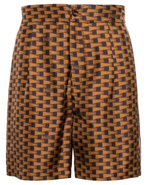 Bally Brown Pennant-print Silk Shorts for men