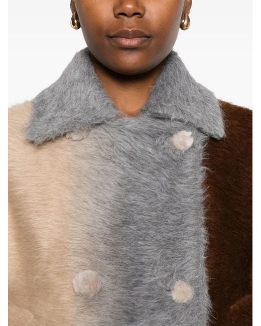 Fendi Brown Colour-block double-breasted jacket