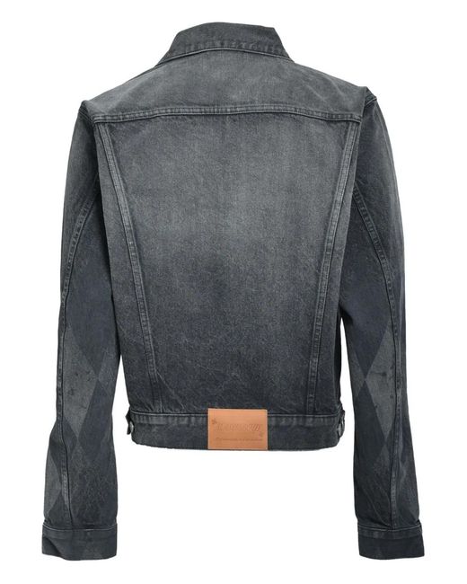 MASU Gray Diamond-Pattern Denim Jacket for men