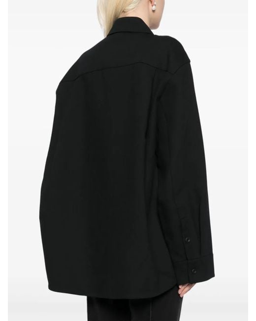 JNBY Black Oversized Wool-Blend Buttoned Shirt Jacket
