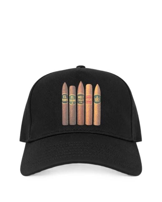 Melt Black Cigar-Print Cap for men