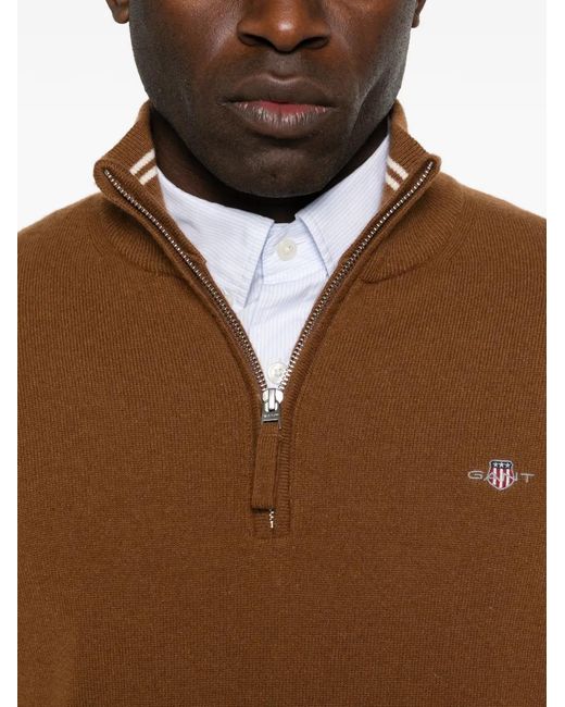 Gant Brown Half-Zip Sweater for men
