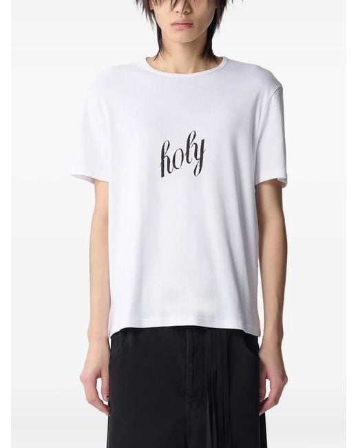 Ann Demeulemeester White Baptist Printed T-Shirt for men