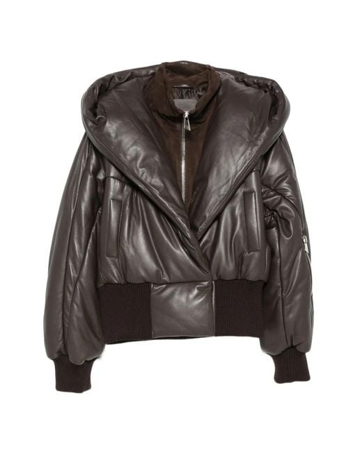 The Attico Black Quilted Hooded Jacket