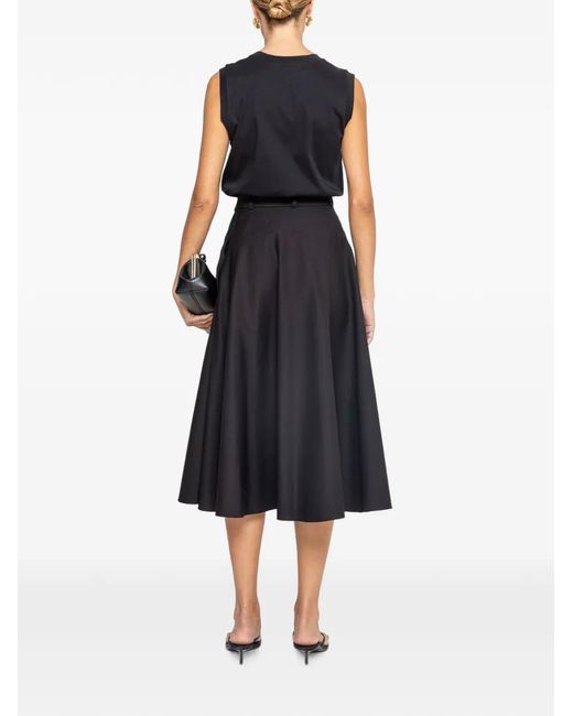 Nissa Blue High-Waisted Cotton Midi Skirt