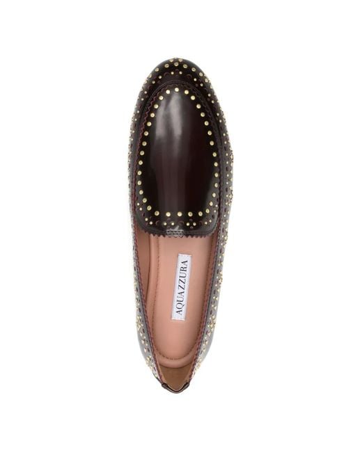 Aquazzura White Studded Loafers