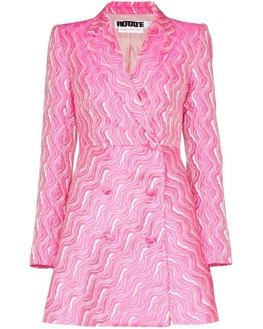 ROTATE BIRGER CHRISTENSEN Pink Number 23 Wave-jacquard Blazer Dress