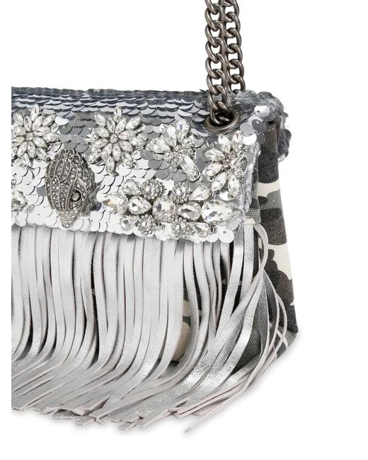 Kurt Geiger Gray Medium Kensington Fringe Shoulder Bag