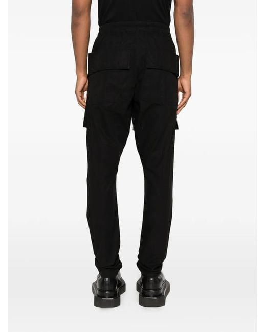 Rick Owens Black Drawstring Cotton Trousers for men