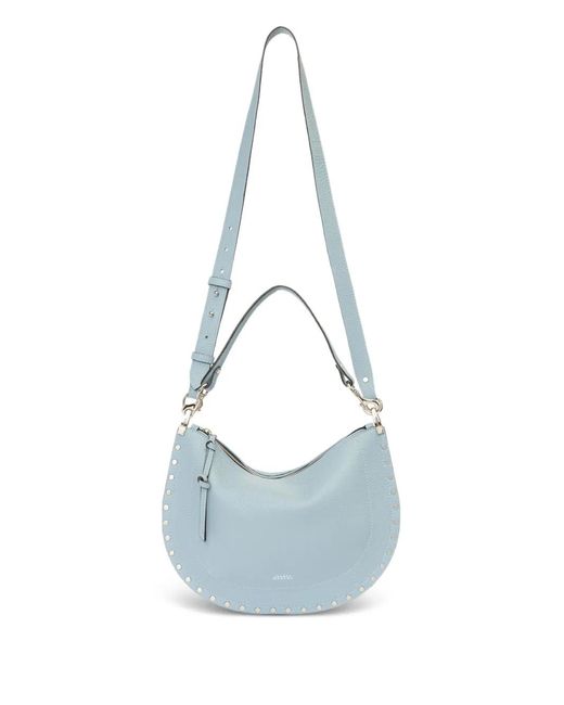 Isabel Marant Blue Oskan Soft Zip Leather Crossbody Bag