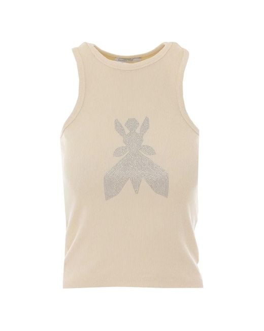 Patrizia Pepe Natural Logo-Embellished Tank Top