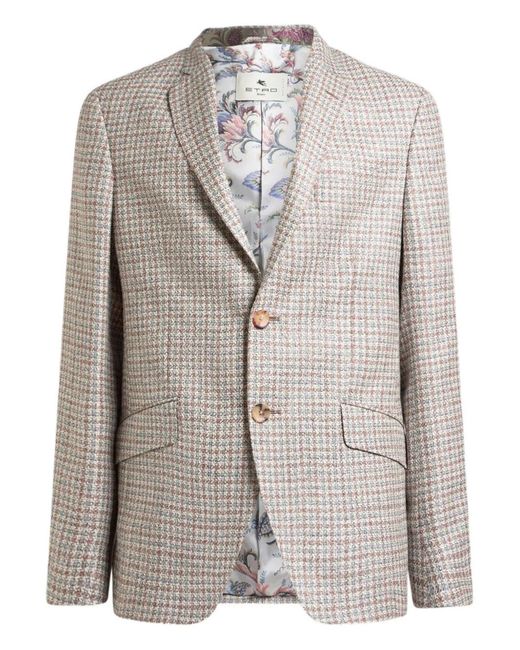 Etro Gray Roma Fit Checked Jacket for men