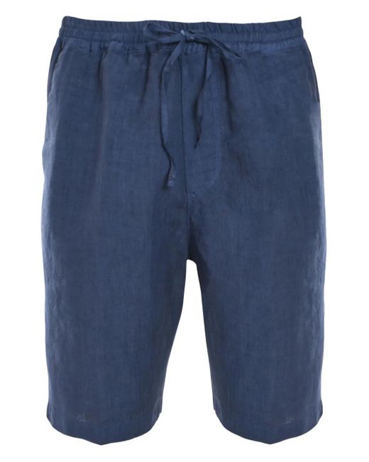 120% Lino Blue Drawstring Linen Shorts for men
