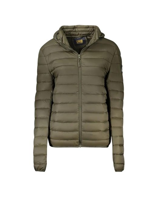 Roberto Cavalli Green Quilted Hooded Jacket for men
