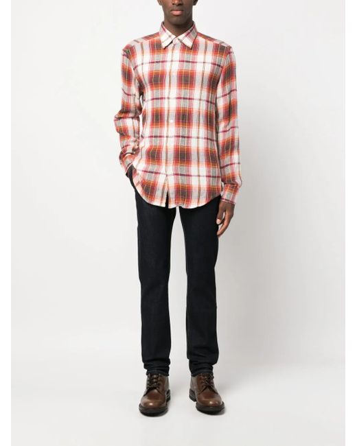 Barena Red Plaid-Check Pattern Shirt for men