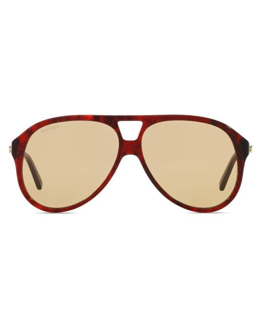 Gucci Brown Interlocking G Pilot-frame Sunglasses for men