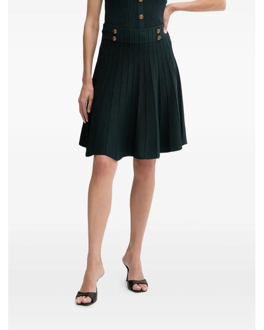 Guess Black Ribbed Button-Detailed Mini Skirt