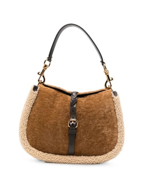 Etro Brown Pony-Hair Mutton-Trim Cross Body Bag
