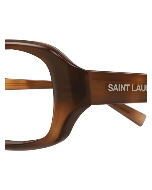 Saint Laurent Brown Rectangle-Frame Glasses
