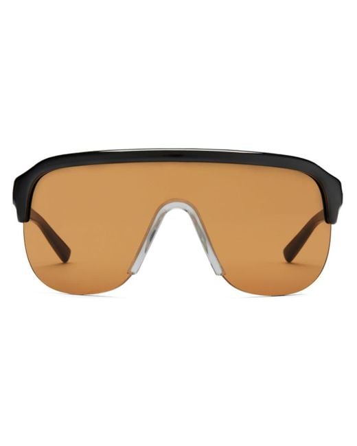 Gucci Black Shield-frame Half-rim Sunglasses