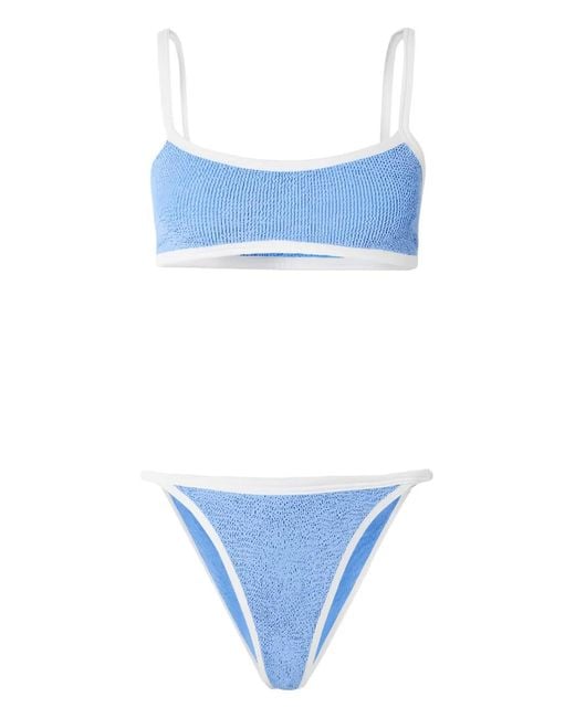 Hunza G Blue Tyler Contrast-Trim Bikini