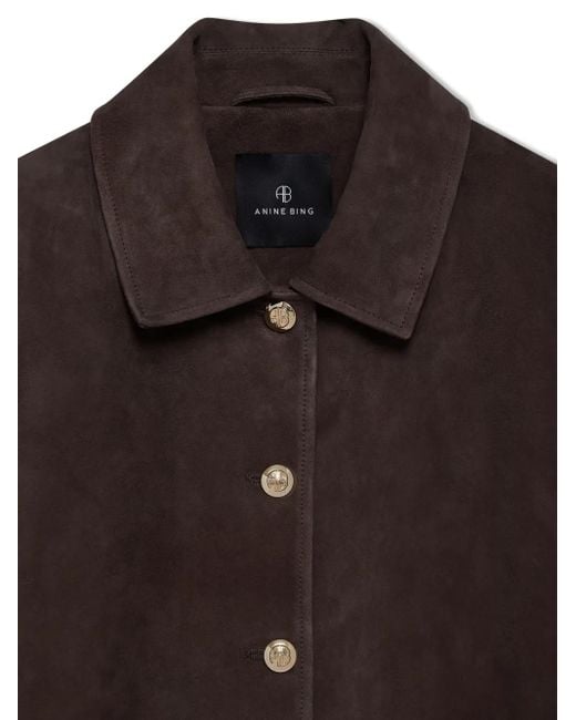 Anine Bing Brown Button Suede Jacket