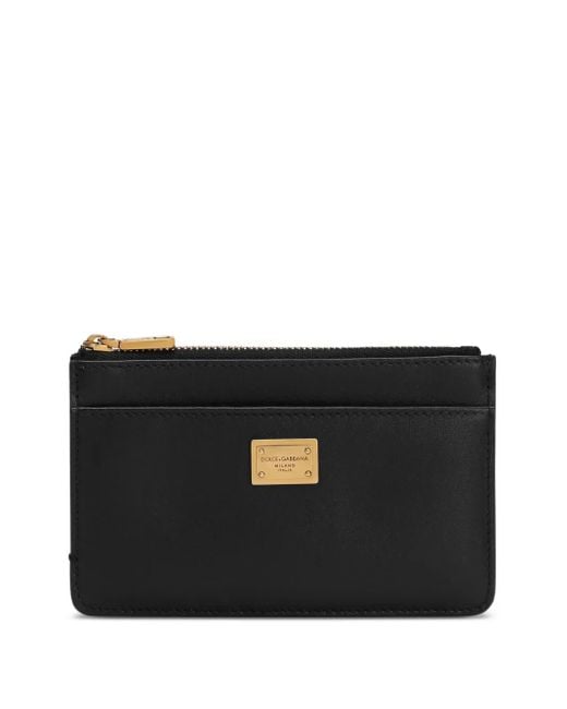 Dolce & Gabbana Black Card Holder With Zip And Tag