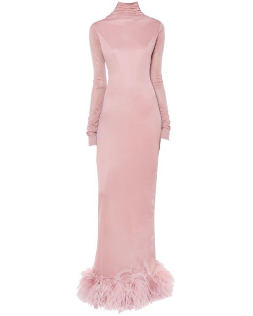 16Arlington Pink Luna Feather-trimmed Gown