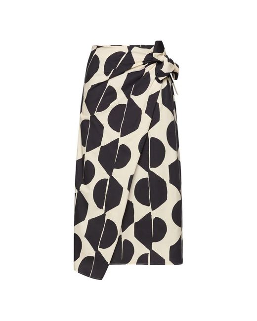 Elena Miro White Patterned Midi Skirt