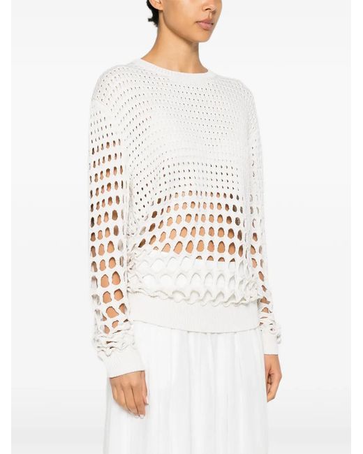 Chloé White Open-Knit Sweater