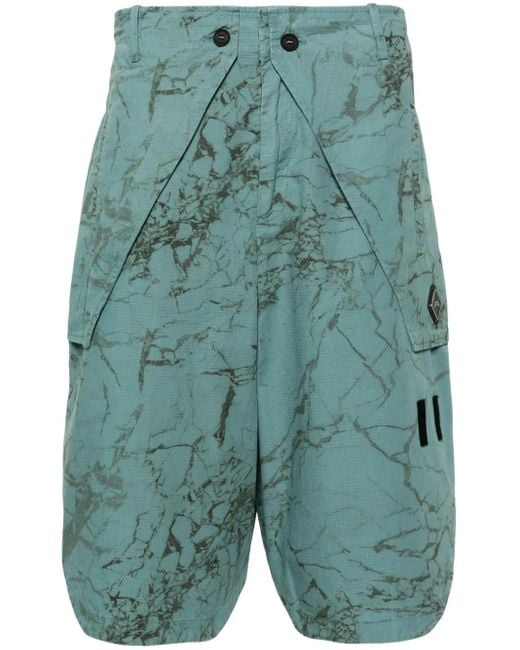 A_COLD_WALL* Green Overlay Abstract-Print Cargo Shorts for men
