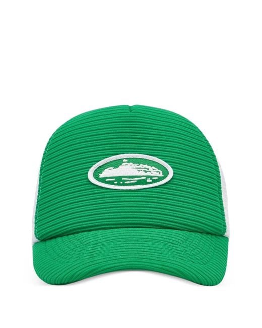 corteiz Green Mesh-Panelled Logo-Patch Trucker Cap